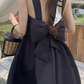 Square-neck Open-back Dress