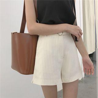 Striped Wide-leg Shorts With Belt
