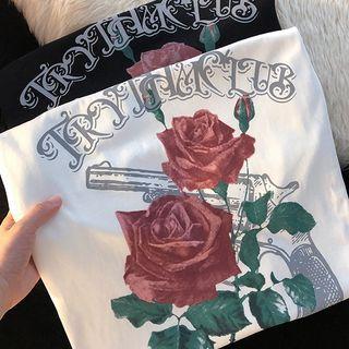 Rose Print Vintage T-shirt