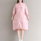 3/4-sleeve Midi Shirt Dress