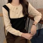 Mock Two-piece Panel Long-sleeve Knit Top