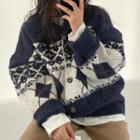 Pattern Cable Knit Cardigan