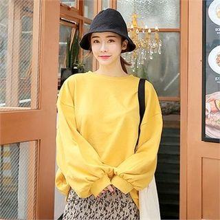 Drop-shoulder Balloon-sleeve Sweatshirt