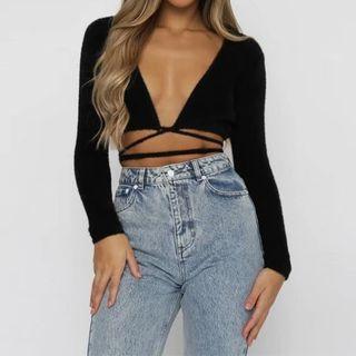 Tie-waist Long-sleeve Cropped Cardigan