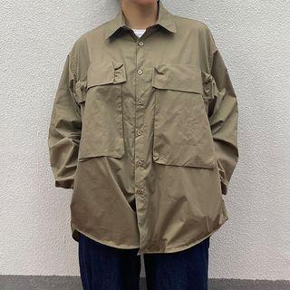 Long-sleeve Plain Oversize Cargo Shirt