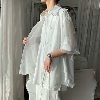 Short-sleeve Butterfly Accent Shirt