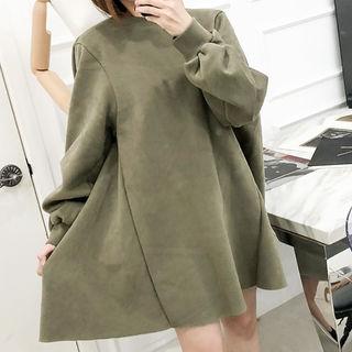 Dolman-sleeve Napped Mini Pullover Dress