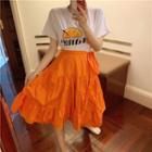 Short-sleeve Printed T-shirt Top - One Size