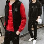 Set: Velvet Hooded Zip Vest + Sweatshirt + Sweatpants