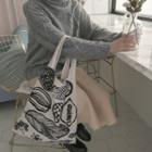 Leaf Print Tote Bag Leaf - Black & White - One Size
