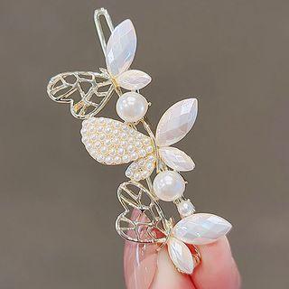 Butterfly Faux Pearl Hair Clip Ly1634 - White - One Size