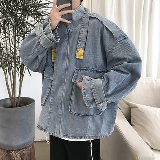Paneled Denim Cargo Jacket