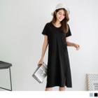 Slit-side Short Sleeve T-shirt Dress