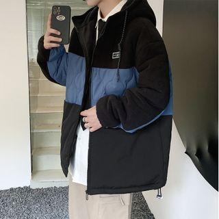 Two-tone Applique Hooded Jacket