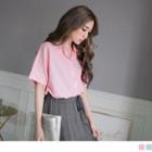 Short Sleeve Pinstriped Blouse