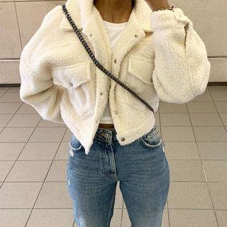 Collared Snap-button Fleece Jacket