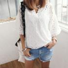 V-neck Crochet-lace Blouse
