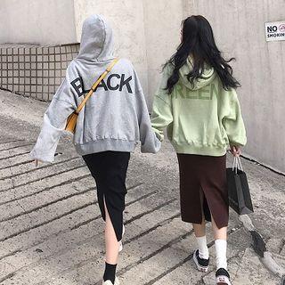 Lettering Hoodie / Straight Fit Midi Skirt