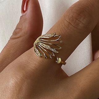 Wings Rhinestone Alloy Open Ring