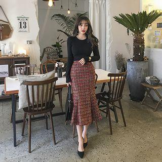 Tweed Long Mermaid Skirt