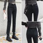 High Waist Washed Skinny Cropped Jeans