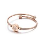Fashion Creative Plated Rose Gold Geometric Round Roman Numerals 316l Stainless Steel Bangle With Cubic Zirconia Rose Gold - One Size