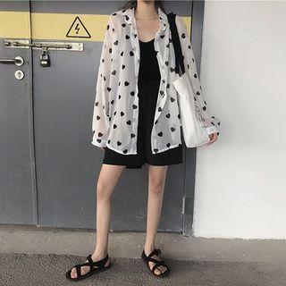 Heart Printed Long-sleeve Blouse