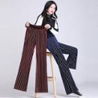 Striped Velvet Wide-leg Pants