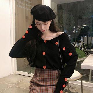 Button-detail Collared Cardigan