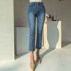 Button-fly Cropped Straight-cut Jeans