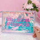 Lettering Iridescent Zip Pouch As Shown In Figure - One Size