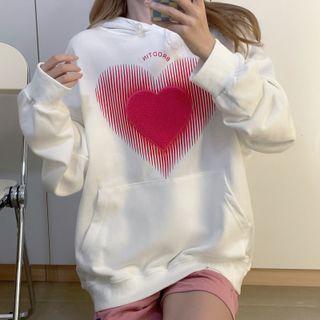 Long-sleeve Heart Print Oversized Hoodie