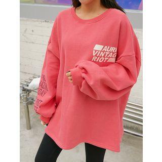 Plus Size Drop-shoulder Letter Print Sweatshirt