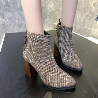 Pointed Chunky-heel Lace-up Ankle Boots