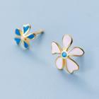 925 Sterling Silver Floral Stud Earring 1 Pair - S925silver - One Size