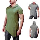 Zip Detail Hooded Short-sleeve T-shirt