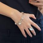 Faux Pearl Heart Bracelet Silver - One Size