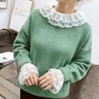 Layered Collar Lace Long-sleeve Top