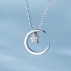 Rhinestone Crescent Necklace S925 Sterling Silver - As Shown In Figure - One Size