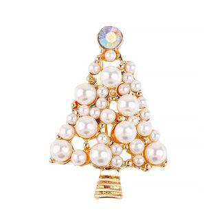 Faux Pearl Christmas Tree Brooch