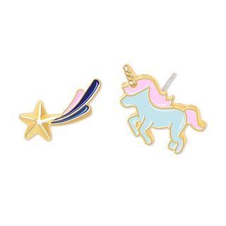 Non-matching Alloy Unicorn & Star Earring