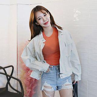 High-neck Zipped Cotton Jacket