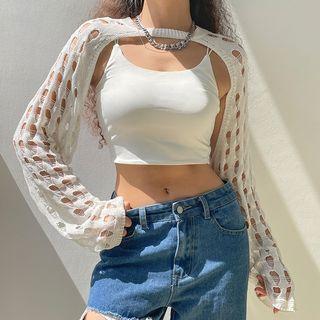 Puff Sleeve Distressed Shrug