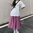 Elbow-sleeve Grape Print T-shirt / Midi A-line Skirt