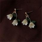 Flower Alloy Earring 1 Pair - White & Green - One Size