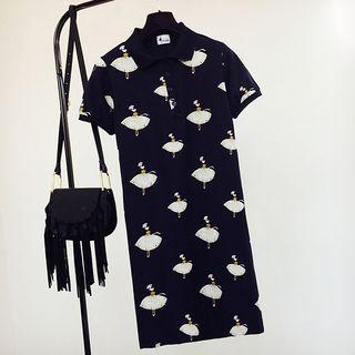 Short-sleeve Printed Polo Dress