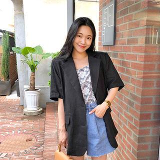 Short-sleeve Boxy-fit Linen Jacket