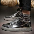 Metallic Lace Up High Top Sneakers