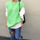 Plain Sweater Vest / Long-sleeve Boxy T-shirt