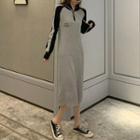 Raglan Midi Pullover Dress Gray - One Size